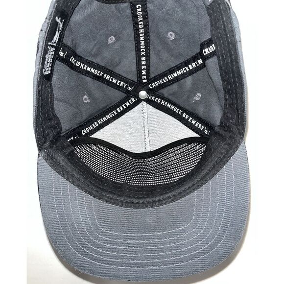 Crooked Hammock Brewery SnapBack Flat Bill Hat Cap Gray/Black EUC - Picture 7 of 8